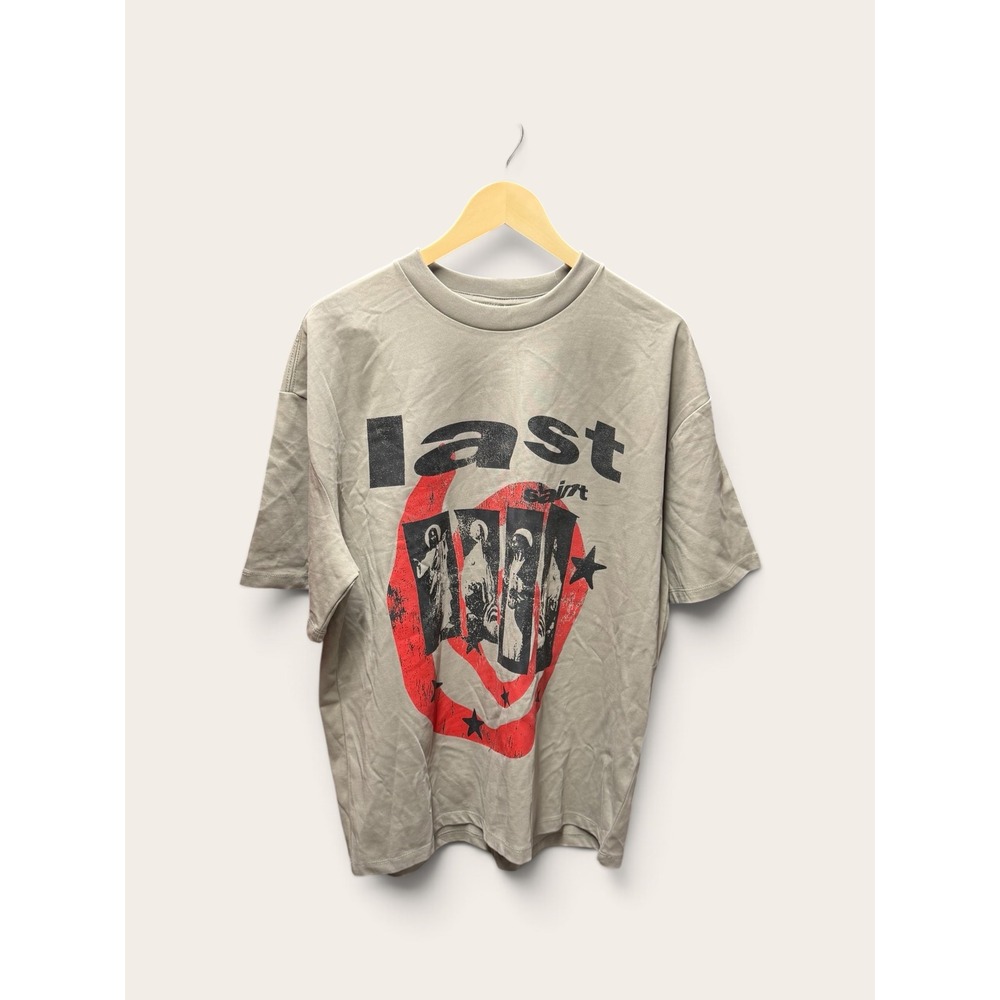 Last Saints Premium Graphic T-Shirt Tan Taupe Streetwear Boxy Fit NWT SML